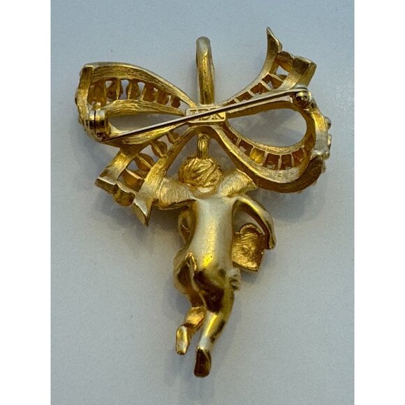 Camrose and Kross JBK Brooch Pin Angel Crystals 18KT Gold Plated Gift Idea 2.5" - Picture 6 of 7
